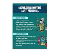 KCDFDVJFBM Gas Welding Cutting Guide Poster Industrial Procedures Canvas Wall-Art for Tool Room Decor(Framed,12x18inch(30x45cm))