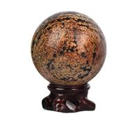 KCDFDVJFBM Gemstone Black Red Leopard Crystal Sphere Ball with Stand for Divination Balance Yoga Home Office FengShui Decoration,70~75mm