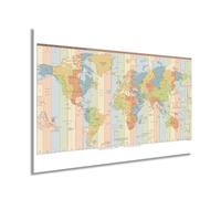 KCDFDVJFBM Global Time Zone Map Poster World Clock with Time Zones GMT UTC Detailed Wall-Art Print for Office Library Classroom Decor(Unframed,16x24inch(40x60cm))