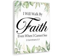 KCDFDVJFBM Gwisml I Will Walk By Faith 2 Corinthians 5:7, Inspirational Bible Verse Canvas Wall-Art, Christian Scripture Print for Home and Office Decor(Framed,16x24inch(40x60cm))