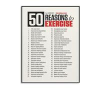 KCDFDVJFBM Gym Wall-Art Motivational Poster 50 Reasons to Exercise Fitness Decor for Home Office Workout Room(Framed,12x18inch(30x45cm))