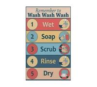 KCDFDVJFBM Hand Washing Chart Health Hygiene Educational Poster Prevent Germs Visual Guide for Preschool Daycare Classroom Nurse Office(Framed,12x18inch(30x45cm))