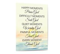 KCDFDVJFBM Happy Moments Praise God Religious Canvas Art, Bible Verse Scripture Painting, Faith-Based Home Decor for Christian Living Room Office Church(Unframed,08x12inch(20x30cm))