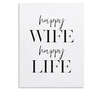 KCDFDVJFBM Happy WIFE Happy LIFE Wall-Art Print Home Decor Quote for Bathroom Bedroom Living Room Office Kitchen Dining Room Poster(Unframed,08x12inch(20x30cm))