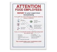 KCDFDVJFBM Health Symptom Reporting Guide Poster Mandatory Food Employee Illness Policy Canvas Wall-Art for Commercial Kitchen(Unframed,12x18inch(30x45cm))