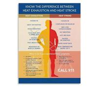 KCDFDVJFBM Heat Exhaustion Vs Heat Stroke Infographic Poster Symptoms Identification and First Aid Guide Canvas for Workplace(Unframed,12x18inch(30x45cm))