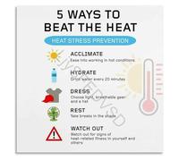 KCDFDVJFBM Heat Stress Prevention and Poster 5 Ways to Beat The Heat Canvas for Workplace Training and Compliance(Unframed,12x18inch(30x45cm))