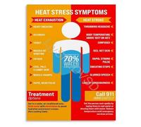 KCDFDVJFBM Heat Stress Symptoms Infographic Poster Heat Exhaustion Vs Stroke First Aid Guide Canvas for Workplace Training(Unframed,12x18inch(30x45cm))