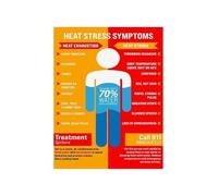 KCDFDVJFBM Heat Stroke Prevention Poster Heat Illness Awareness Guide Canvas Wall-Art for Home Workplace School First Aid(Framed,12X18inch(30X45cm))