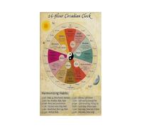 KCDFDVJFBM Holistic Health Chart Chinese Medicine Body Clock 24 Hour Meridian Poster Informative Vintage Art for Study Room Office Decor (Unframed,12x18inch(30x45cm))