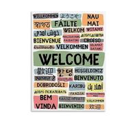 KCDFDVJFBM Home and Business Wall Decor Welcome in Multiple Languages Canvas Poster International Art for Living Room Bedroom Office(Framed,08x12inch(20x30cm))