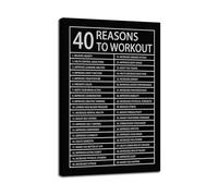 KCDFDVJFBM Home Gym Decor Poster - 40 Reasons to Workout Motivational Art, Gift for Fitness Lovers, Weight Room(Framed,16x24inch(40x60cm))