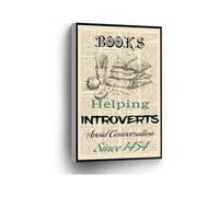 KCDFDVJFBM Home Office School Decor Books Helping Introverts Avoid Conversation Since 1454 Canvas Print Dictionary Wall-Art Literary Gift(Unframed,08x12inch(20x30cm))
