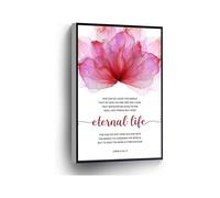 KCDFDVJFBM Home Office School Decor John 3 16 17 Canvas Print For God So Loved The World Watercolor Flower Wall-Art(Framed,16x24inch(40x60cm))