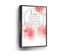 KCDFDVJFBM Home Office School Decor John 3 16 Canvas Print For God So Loved The World Watercolor Wall-Art(Unframed,08x12inch(20x30cm))