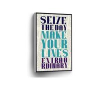 KCDFDVJFBM Home Office School Decor Seize the Day Make Your Lives Extraordinary Canvas Print Inspirational Quote Dictionary Wall-Art(Framed,12x18inch(30x45cm))