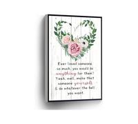 KCDFDVJFBM Home Office School Decor Self Love Quote Ever Love Someone So Much You Would Do Anything For Them Canvas Print Flower Heart Wall-Art(Framed,12x18inch(30x45cm))