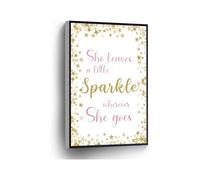 KCDFDVJFBM Home Office School Decor She Leaves a Little Sparkle Wherever She Goes Canvas Print Inspirational Quote Wall-Art(Unframed,16x24inch(40x60cm))