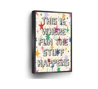 KCDFDVJFBM Home Office School Decor This Is Where The Fun Stuff Happens Canvas Print Color Star Wall-Art Childrens Nursery Painting(Unframed,12x18inch(30x45cm))