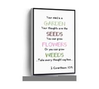 KCDFDVJFBM Home Office School Decor Your Mind Is a Garden Your Thoughts Are the Seeds You Can Grow Flowers Canvas Print 2 Corinthians 10 5 Wall-Art(Unframed,16x24inch(40x60cm))