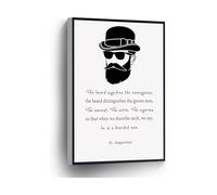 KCDFDVJFBM Home Office School Wall Decor St Augustine Canvas Print The Beard Signifies The Courageous He Is A Bearded Man Wall-Art Poster Fathers Day Gift(Framed,12x18inch(30x45cm))