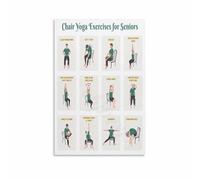 KCDFDVJFBM Home Workout Poster Chair Yoga and Seated Stretches Easy Exercise Guide Canvas Wall-Art for All Ages(Unframed,08x12inch(20x30cm))
