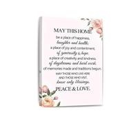 KCDFDVJFBM Housewarming Gift Wall-Art, “May This Home Be a Place of Happiness” Canvas Print, Inspirational Quote for Home, Entryway Decor(Unframed,12x18inch(30x45cm))
