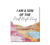 KCDFDVJFBM I Am A Son Of The Most High King 2 Corinthians 6:18 Wall Hanging,Bible Verse For Nursery Christian Room Classroom Bedroom Sunday School Home Wall Decor Poster(12x18inch(30x45cm))