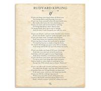 KCDFDVJFBM If Poem Print by Rudyard Kipling, Famous Inspirational Poetry Wall-Art, Typography Quote Poster for Study, Office, Library Decor(Framed,08x12inch(20x30cm))