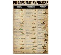 KCDFDVJFBM Illustrated Pilates Yoga Flow Chart Core Strengthening Exercises Poster Wall-Art for Home Gym Workout Room(Framed,16x24inch(40x60cm))