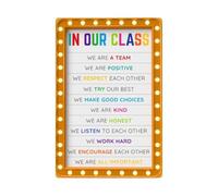 KCDFDVJFBM In Our Class Boho Decor, Classroom Rules Poster Set for Teachers, Laminated Positive Behavior Management, Modern Farmhouse Style Wall Art (Framed,12x18inch(30x45cm))
