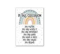KCDFDVJFBM Inclusive Boho Rainbow Diversity Posters for Classroom All Are Welcome Here Be Kind Motivational Elementary Wall-Art(Framed,16x24inch(40x60cm))
