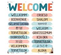 KCDFDVJFBM Inclusive Welcome Sign for Office and Classroom Multilingual Poster Diversity Wall-Art Decor for Multicultural Spaces(Framed,16x24inch(40x60cm))