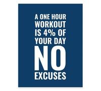 KCDFDVJFBM Inspirational Fitness Wall-Art One Hour Workout 4 Percent of Your Day No Excuses Choose Your Hard Weight Loss Quote(Unframed,12x18inch(30x45cm))