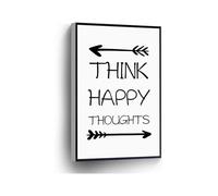 KCDFDVJFBM Inspirational Nursery Quote Canvas Print Think Happy Thoughts Arrow Wall-Art Plaque for Home Office School Decor(Unframed,16x24inch(40x60cm))