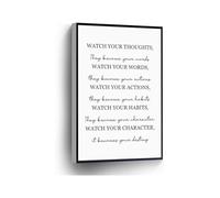 KCDFDVJFBM Inspirational Quote Wall-Art Watch Your Thoughts They Become Your Words Canvas Print Lao Tzu Gift for Home Office School Decor(Framed,08x12inch(20x30cm))