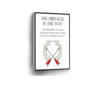 KCDFDVJFBM Inspirational Wall-Art The Obstacle Is the Way Canvas Print Marcus Aurelius Hard Work Sign for Home Office School Decor(Framed,08x12inch(20x30cm))
