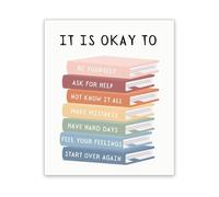 KCDFDVJFBM It Is Ok To Be Yourself Poster Affirmations Canvas Wall-Art Motivational Print for Classroom Calming Corner(Framed,16X24inch(40X60cm))
