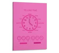 KCDFDVJFBM Kids Educational Wall Art Telling Time Clock Learning Poster Canvas Print Modern Decor for Childrens Room Homeschool Classroom(Unframed,16x24inch(40x60cm))