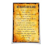 KCDFDVJFBM Literary Bathroom Wall Art? Yes! “No Man Is An Island” Quote Print, Canvas Decor for Powder Room, Study, or Dorm Room(Framed,08x12inch(20x30cm))