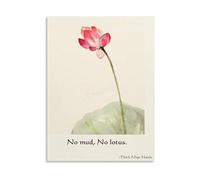 KCDFDVJFBM Lotus Flower Canvas Art Zen Inspired Quote Wall Print Serene Decor for Living Room Bedroom and Calm Reading Corner (Framed,16x24inch(40x60cm))