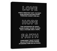 KCDFDVJFBM Love Hope Faith Motivational Quote Canvas Wall-Art Inspirational Poster Print for Modern Home Office Bedroom Decor(Framed,12x18inch(30x45cm))