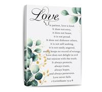 KCDFDVJFBM Love is Patient Love is Kind Canvas Print - 1 Corinthians 13:4-8 Scripture Wall-Art for Christian Home Decor and Wedding Gift(Framed,16x24inch(40x60cm))