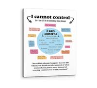KCDFDVJFBM Mental Health Awareness Art What I Can and Cannot Control Canvas Painting for Anxiety Management Office Decor(Framed,12x18inch(30x45cm))