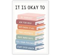 KCDFDVJFBM Mental Health Classroom Decor, It Is Okay To Feel for School Counseling Office, Emotional Intelligence Educational Wall-Art for Calm Down Corner & Bedroom(Framed,08x12inch(20x30cm))