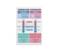 KCDFDVJFBM Minimalist Conversion Chart Poster, Temperature Scale Wall-Art for Modern Kitchen, Office, Study - Celsius Fahrenheit Kelvin(Unframed,16x24inch(40x60cm))