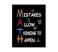 KCDFDVJFBM Mistakes Allow Thinking to Happen Math Poster Growth Mindset Canvas Wall-Art for School Homeschool Decor(Unframed,16x24inch(40x60cm))