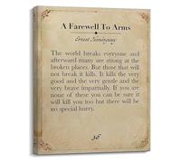 KCDFDVJFBM Modern Farmhouse Wall-Art Hemingway The World Breaks Everyone Canvas Print Inspirational Quote for Living Room Kitchen Bathroom Home Decor Gift(Framed,08x12inch(20x30cm))