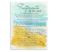 KCDFDVJFBM Modern Footprints in The Sand Canvas Art Poster Inspirational Christian Poem Wall Decor for Study Room Office Print Beach House(Framed,08x12inch(20x30cm))