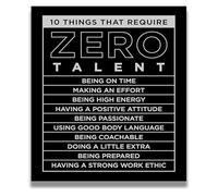 KCDFDVJFBM Motivational Wall-Art - 10 Things That Require Zero Talent Poster, Inspirational Decor for Office Classroom Bedroom, Gift for Men(Framed,08x12inch(20x30cm))